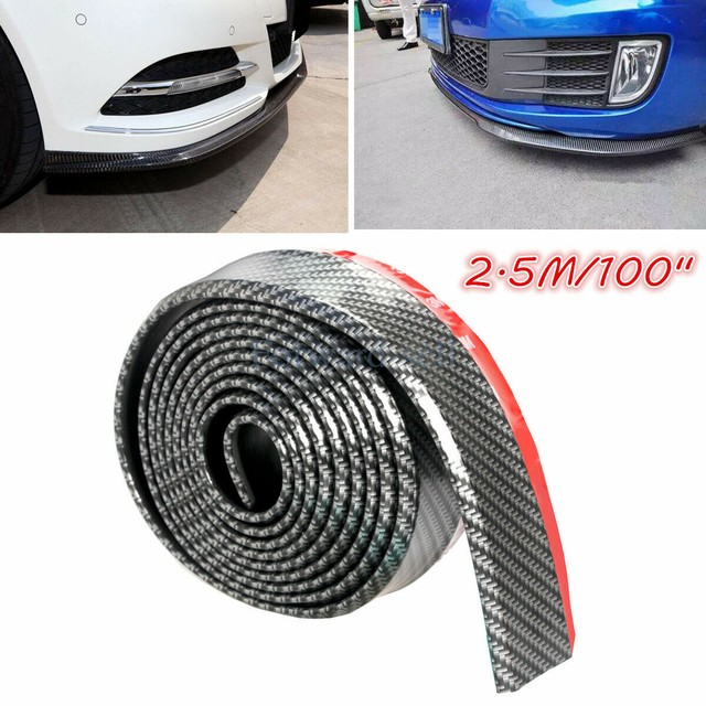 Universal Car Carbon Fiber Front Bumper Lip Splitter Chin Spoiler Trim Skirt Kit