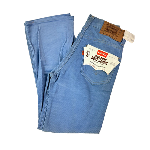 Vtg Levis Orange Tab Juniors Saddleman Regular Boot Jeans Corduroy Blue 11 NOS - Picture 1 of 11