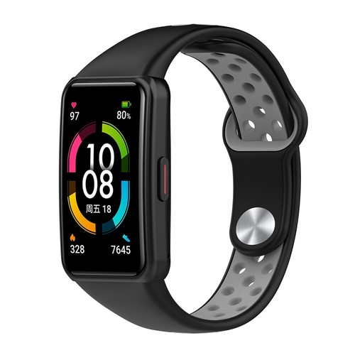 Watch Strap for HONOR Band 6 TPU Bracelet Wristband (Black Gray) - Afbeelding 7 van 12