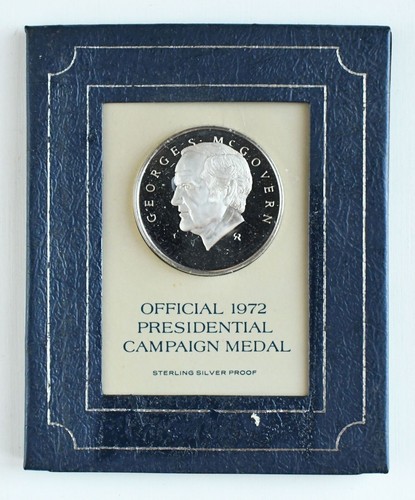 1972 George McGovern offizielle Präsidentschaftskampagne Sterlingsilber Polierte Platte Medaille