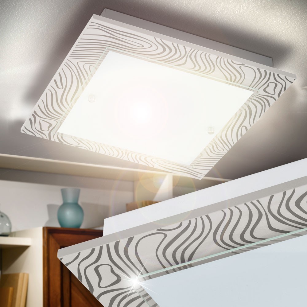 Éclairage plafonnier DEL 24W luminaire plafond lampe acier verre bord décoratif Éclairage plafonnier DEL 24W luminaire plafond lampe acier verre bord décoratif