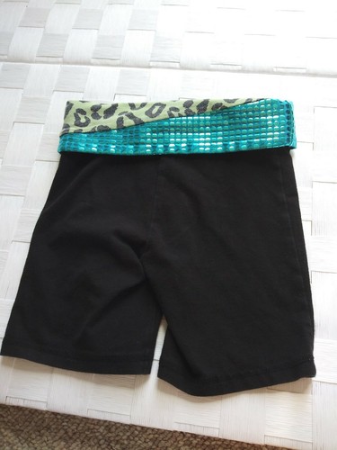 Justice Girls Black Athletic Fitted Shorts Aqua Glitzy Waistband Sz 6 - Picture 10 of 12