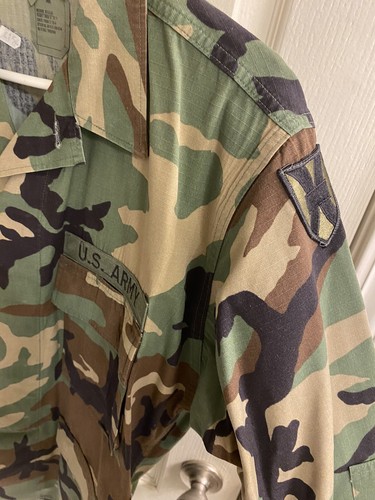 US Army Military BDU Shirt Woodland Camo Coat Hemd Medium/Regular mit Patches - Bild 4 von 11