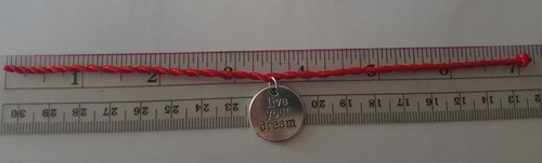 Pulsera de protección de cuerda roja medallón de plata Live Your Dream roja Cabalá - Imagen 3 de 7
