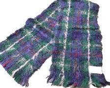 Heather-Glen Vintage 70 Mohair 30 Wool Plaid Tartan Scarf