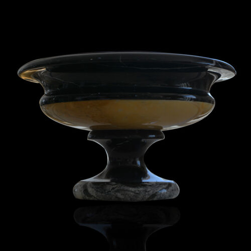 Schale Vase Marmor schwarz Marquina mit Fuß Black Marble Bowl Old Vase D.26cm - Bild 2 von 3
