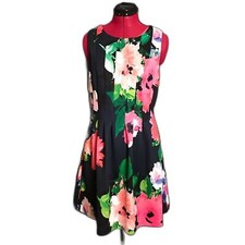 Vince Camuto Dress Women Size 12 Pink & Blue Floral Sleeveless A-Line Pockets