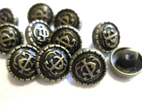 15 Metall-Knöpfe verschiedene Muster,antikgold, rund, 10-11mm ,K80.4 - Bild 4 von 9