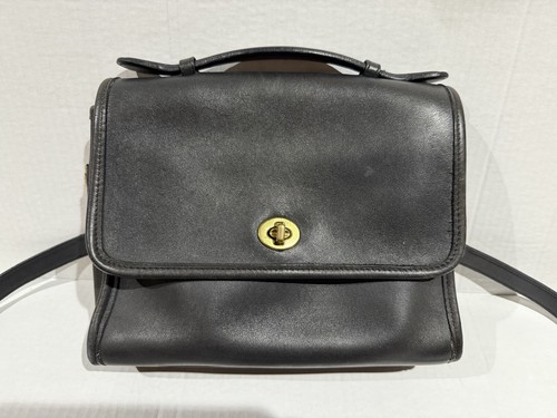 Vintage COACH L5C 9870 Black Leather Crossbody Bag Purse
