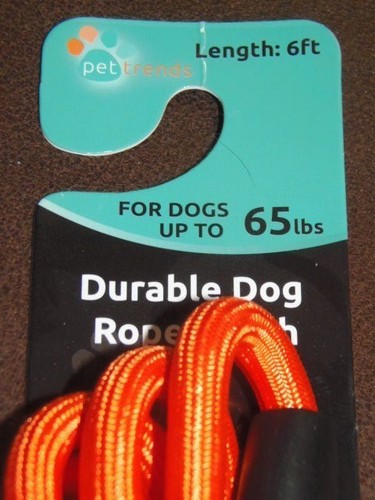 PET TRENDS - 6' ROPE DOG LEASH - UP TO 65 LBS.. COLOR, ORANGE (RM-2) FREE SHIP - Picture 3 of 6