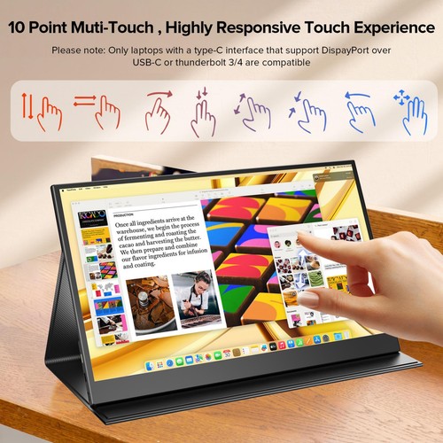 UPERFECT 15.6" Portable Monitor Touchscren 1080P Laptop Screen Computer Monitor - Picture 2 of 10