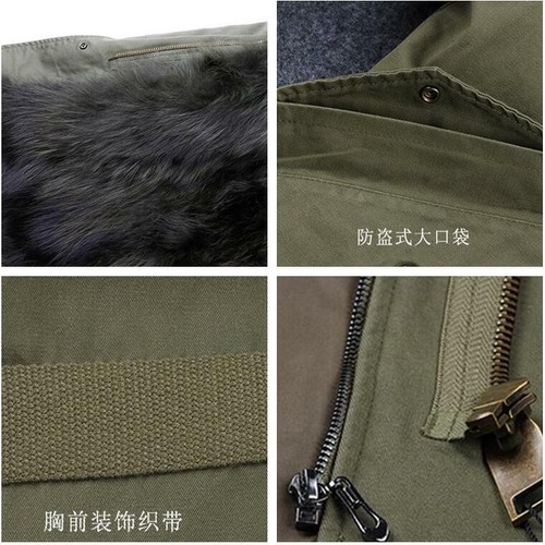 Women Real Fox Fur Collar Raccoon Fur Lined Coat Winter Parka Jacket Outwear New - Picture 8 of 38