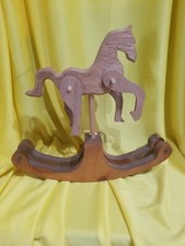 Vintage Brown Wood 10.5 Rocking Horse Figurine Toy Display