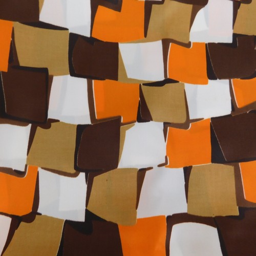 Vintage 60s 70s Mid-Century Fabric Silky Retro Geometric Square Pattern #1943 - Picture 3 of 6