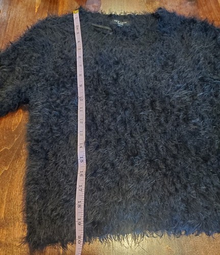Fur Faux Black Top Women's US 12 Petite. Super Soft Eyelash Faux Fur Cropped - Picture 4 of 7