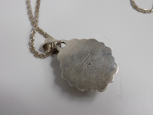 Indianer Schmuck Mexiko Brosche Kette Turkis Silber 925er Mexico - Picture 3 of 10