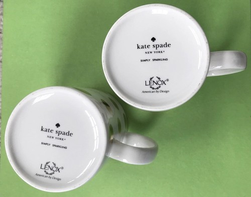 Set 2 Kate Spade New York Lenox Simply Sparkling Coffee 10 oz Cup Mug Dots - Picture 5 of 8