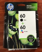 HP 60 Black & Tri-Color Ink Cartridges Combo Pack Genuine OEM Orignal 01/2013