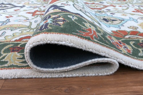 Catherine Green Border alfombras de lana hechas a mano sin aranceles y aranceles - Imagen 14 de 15