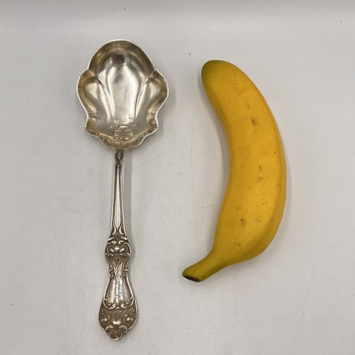 Baker Manchester Antique Sterling Pansy Floral Silver Preserve Spoon 8.5" 62g