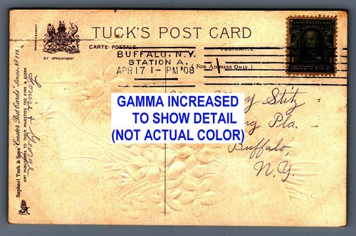 Buffalo NY New York Station A Postmark Machine Cancel Postcard Cover 1908 - Bild 2 von 3
