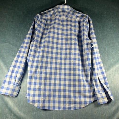Charles Tyrwhitt Mens Shirt Blue Plaid Weekend Non Iron Slim Fit Size L Cotton - Picture 9 of 12