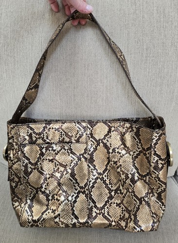Hobo Brand Golden Browns Leather Render Medium Snakeskin Printed Shoulder Bag