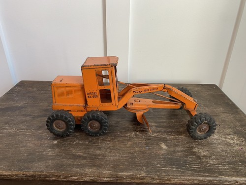 Vintage 50’s 60’s Tonka Steel Road Grader Diesel No. 600 Orange FREE SHIP - Picture 1 of 11