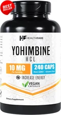 Healthfare Yohimbine HCL 10mg 240 Capsules Support Energy Max Potency  - US