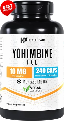 Healthfare Yohimbine HCL 10mg 240 Capsules Support Energy Max Potency  - US