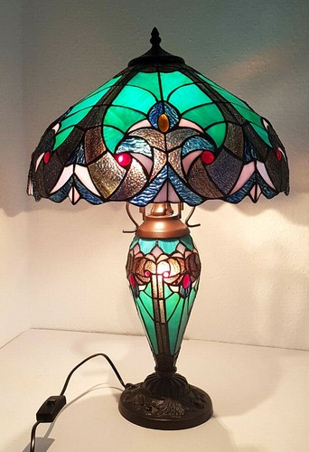 Stilarts Tiffany Stand Tisch Lampe Tischlampe Tischleuchte Tiffanylampe 60x41cm - Bild 3 von 8