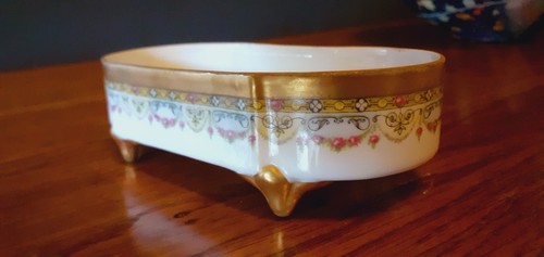 Petit vide poche en porcelaine de Limoges décor fleurs et dorure JB Vers 1900 - Picture 2 of 7