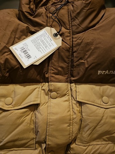 prAna gilet uomo full zip piumino d'anatra legno trail torba colorblock taglia L - Foto 2 di 5
