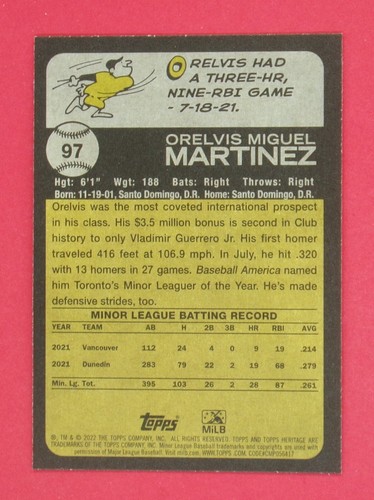  2022 Topps Heritage Minors Baseball - Pick Your Card - Picture 195 of 400