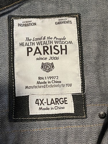Parish Nation Clothing Blue Denim Jacket Size 4XL - Picture 5 of 6