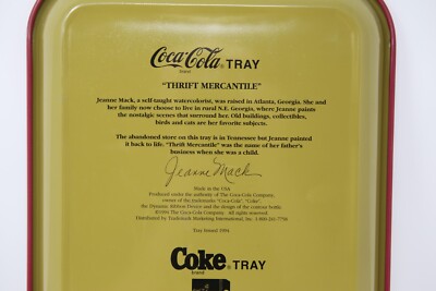 VTG Metal Tray “Thrift Mercantile” Coca-Cola Jeanne Mack