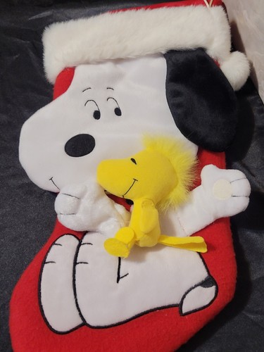 Peanuts Snoopy and Woodstock Hugging Plush Hallmark Christmas Stocking 15" - Picture 5 of 7