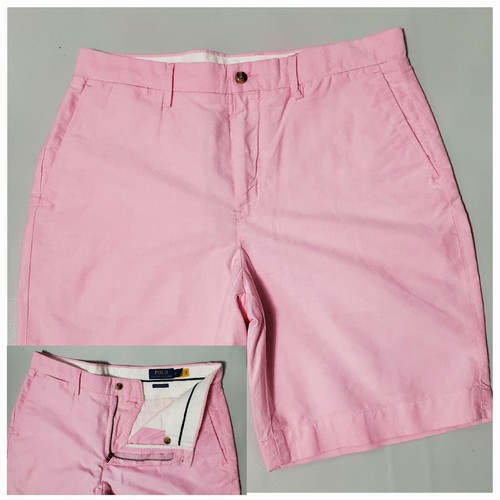 POLO RALPH LAUREN CLASSIC FIT 9" INSEAM TWILL COTTON ZIP-FLY MENS PINK SHORTS  - Picture 1 of 6