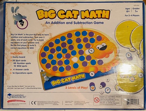Learning Resources ~ "Big Cat Math" ~ Ages 6+ ~ Grades 1+ ~ 2-4 Players ~ Sealed - Picture 4 of 4