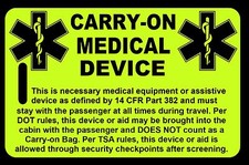 Personalized Hi-Viz Yellow Carry-On Medical Device Luggage/Bag Tag