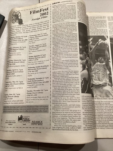 Revista de periódico Cleveland Scene 2002 17 de enero Lebron James 17 YO cubierta pre-RC - Imagen 14 de 19