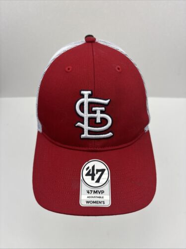 Men's '47 Red/White St. Louis Cardinals Primary Logo Trucker Snapback Hat - Picture 2 of 13