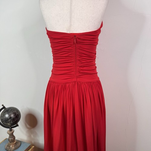 Vestido Rosetta Getty Sin Tirantes Rojo Acanalado Jersey Cuello Corazón Moderno Talla 4 - Imagen 7 de 13