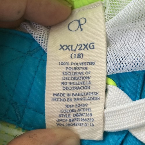 OP Swim Trunks Board Shorts Sz XXL 18 Youth Bright Blue Yellow Summer Beach Pool - Picture 4 of 5