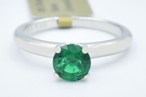LAB CREATED 1.04 Cts EMERALD SOLITAIRE RING .925 Sterling Silver - New With Tag