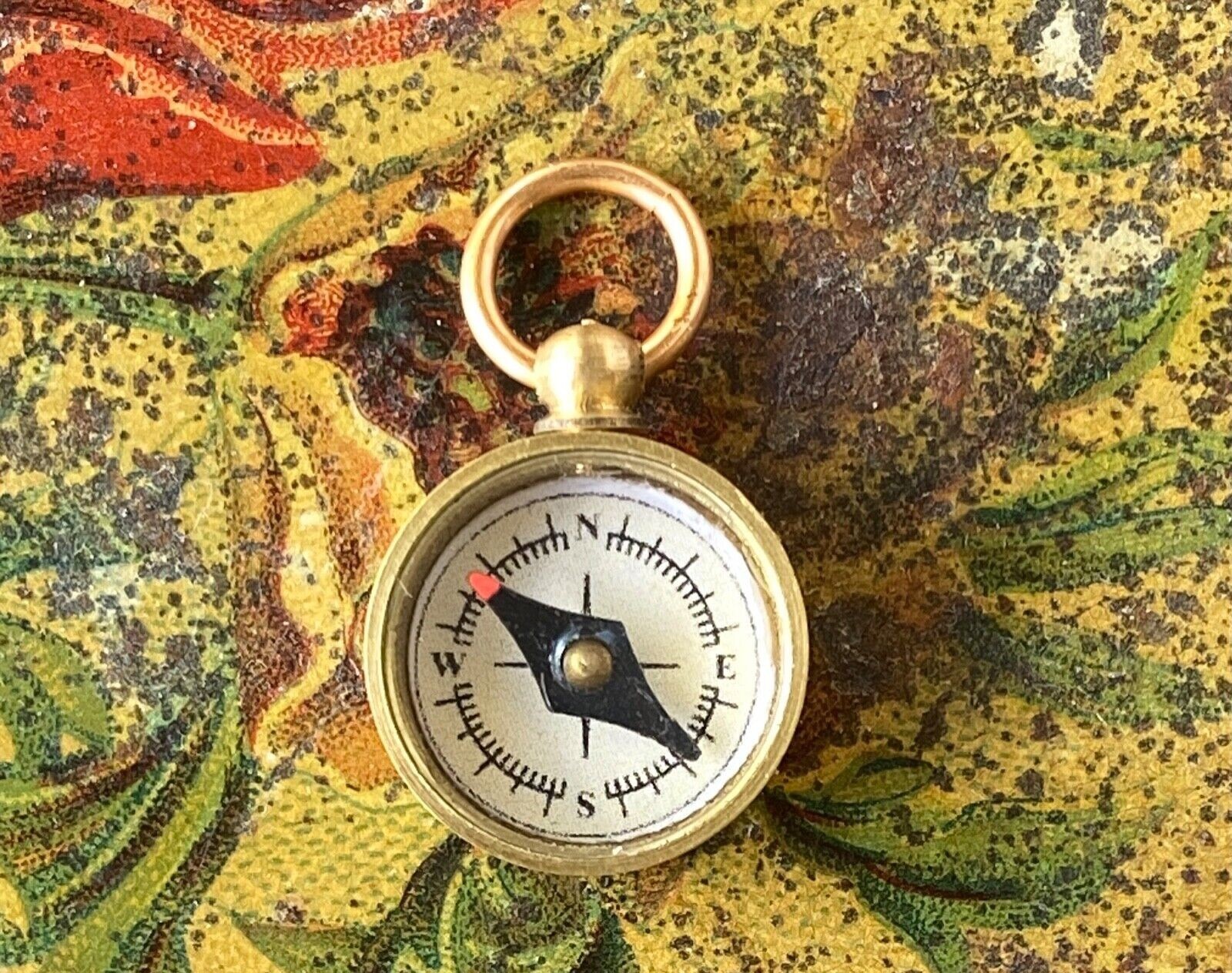 Mini Working Compass Pendant Fob Retro Gold Tone - image 3