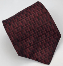 DKNY Silk Tie Red Black Gray Geometric Men Necktie 59 x 3.5/8