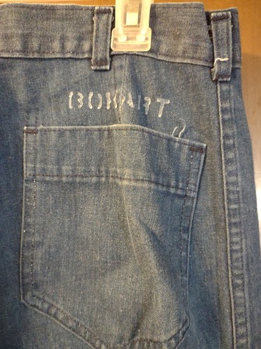 De colección 32R Pantalón Utilitario Denim EE. UU. Azul Marino Marinero Jeans Acampanado Campana Parte Inferior peto - Imagen 6 de 13