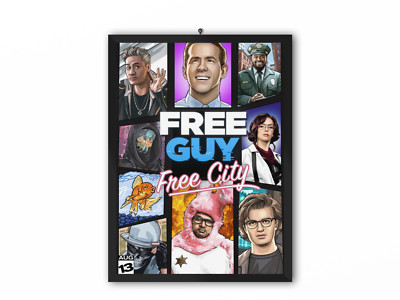 Free Guy Ryan Reynolds Filmposter Kunstdruck Wandbild Geschenk mehrere Größen 06