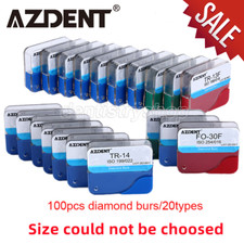100pcs Dental Diamond Burs for High Speed Handpiece Medium Friction Grip 20Types